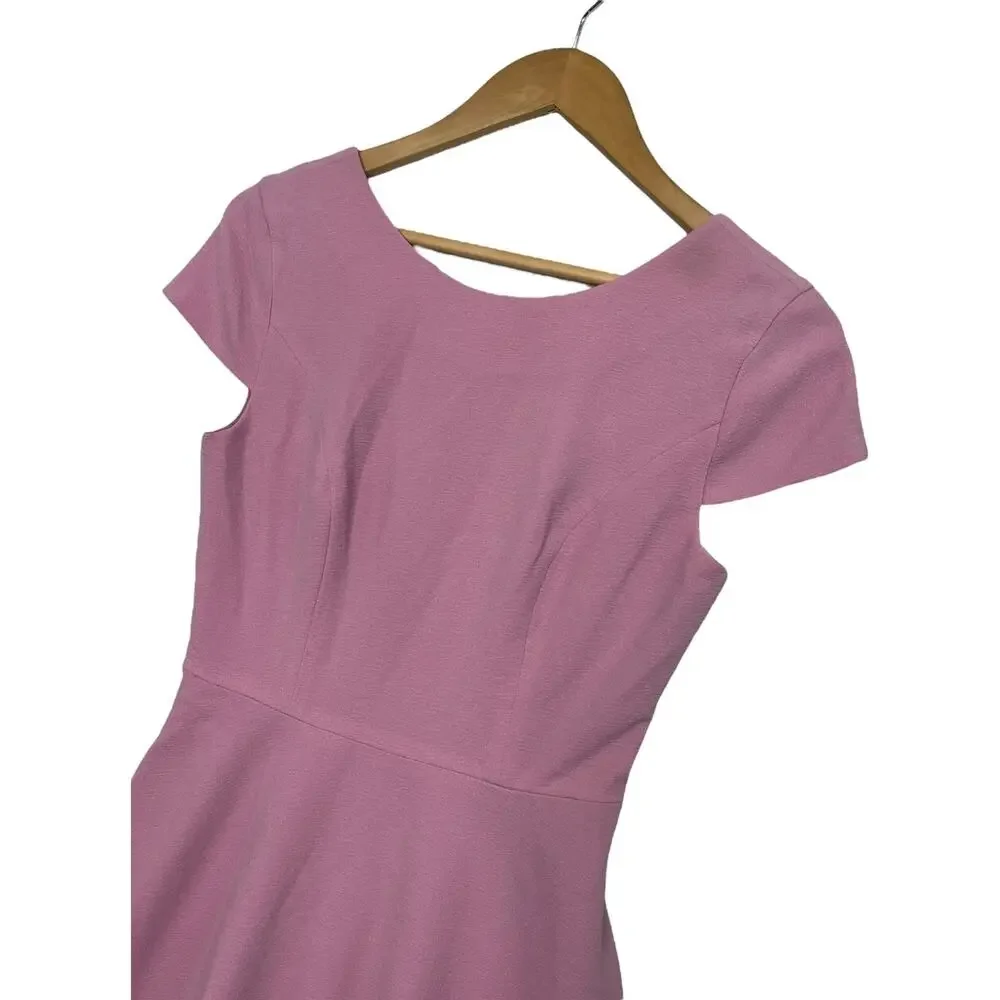 Dress The Population Livia Dress Womens Small Pink Midi Cap Sleeve Fit Flare